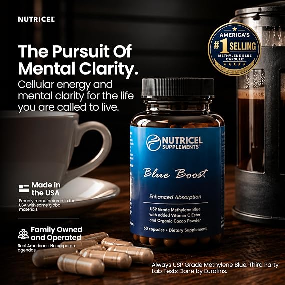 Nutricel Methylene Blue Capsules 12mg – USP Grade, Vitamin C, 60 Count