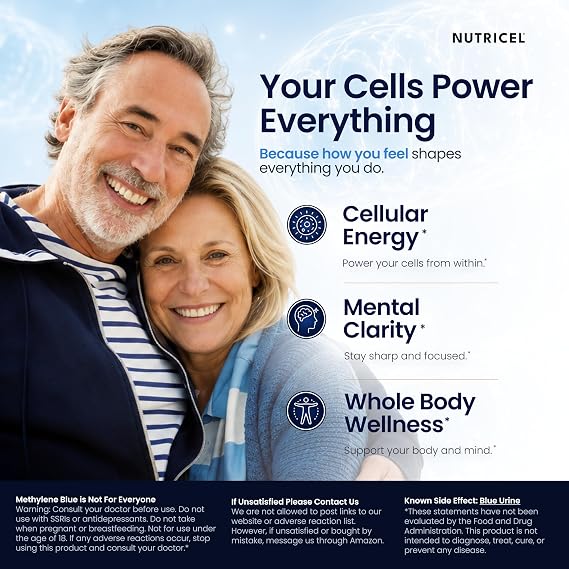 Nutricel Methylene Blue Capsules 12mg – USP Grade, Vitamin C, 60 Count