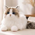 Realistic Calico Cat Plush Toy | Lying Cat Stuffed Animal Pillow | Soft Cuddly