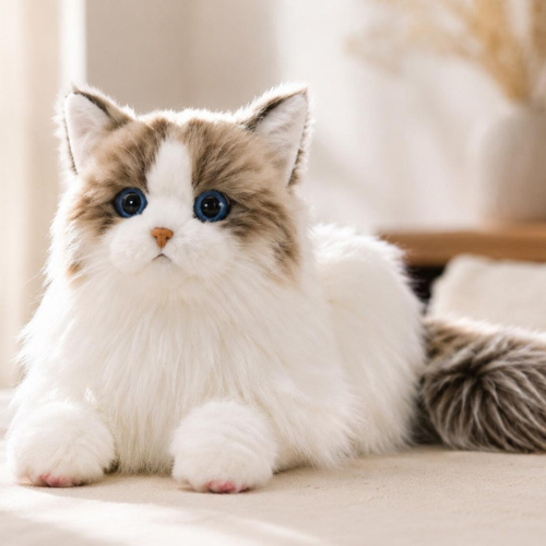 Realistic Calico Cat Plush Toy | Lying Cat Stuffed Animal Pillow | Soft Cuddly
