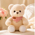 Soft Teddy Bear Plush Toy | Plaid Scarf Stuffed Animal (21cm, 25cm)