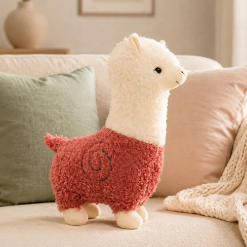 Alpaca Plush Toy | Rose Velvet Stuffed Animal | Soft Cuddly Pillow