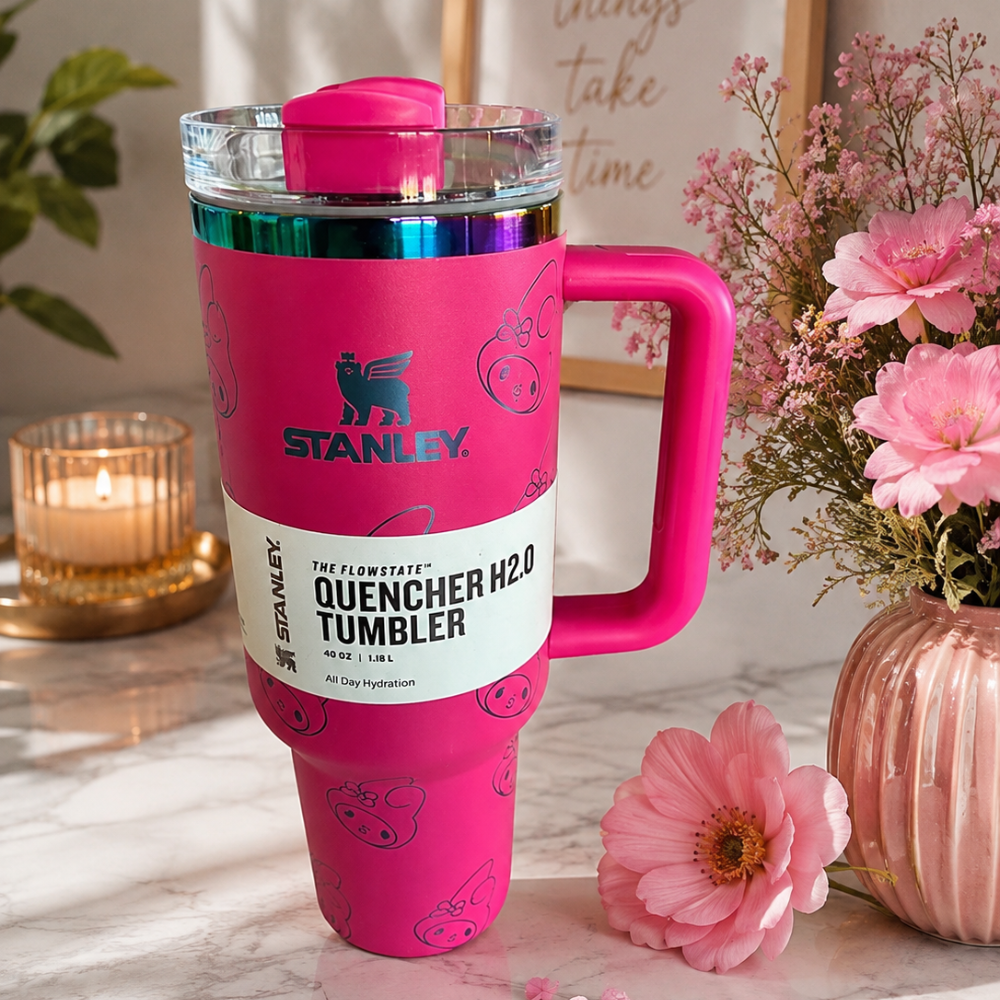 Stanley Sanrio My Melody Hot Pink The Quencher H2.O Flowstate Tumbler 40oz