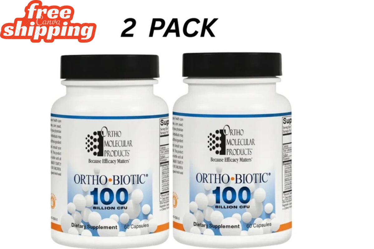 2   Pack  Ortho Molecular Ortho Biotic 100 – High Potency Probiotic for Gut & Digestive Health