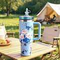 Stanley x Love shack Fancy 40 oz Everblooming Rosettes Quencher Blue AUTHENTIC