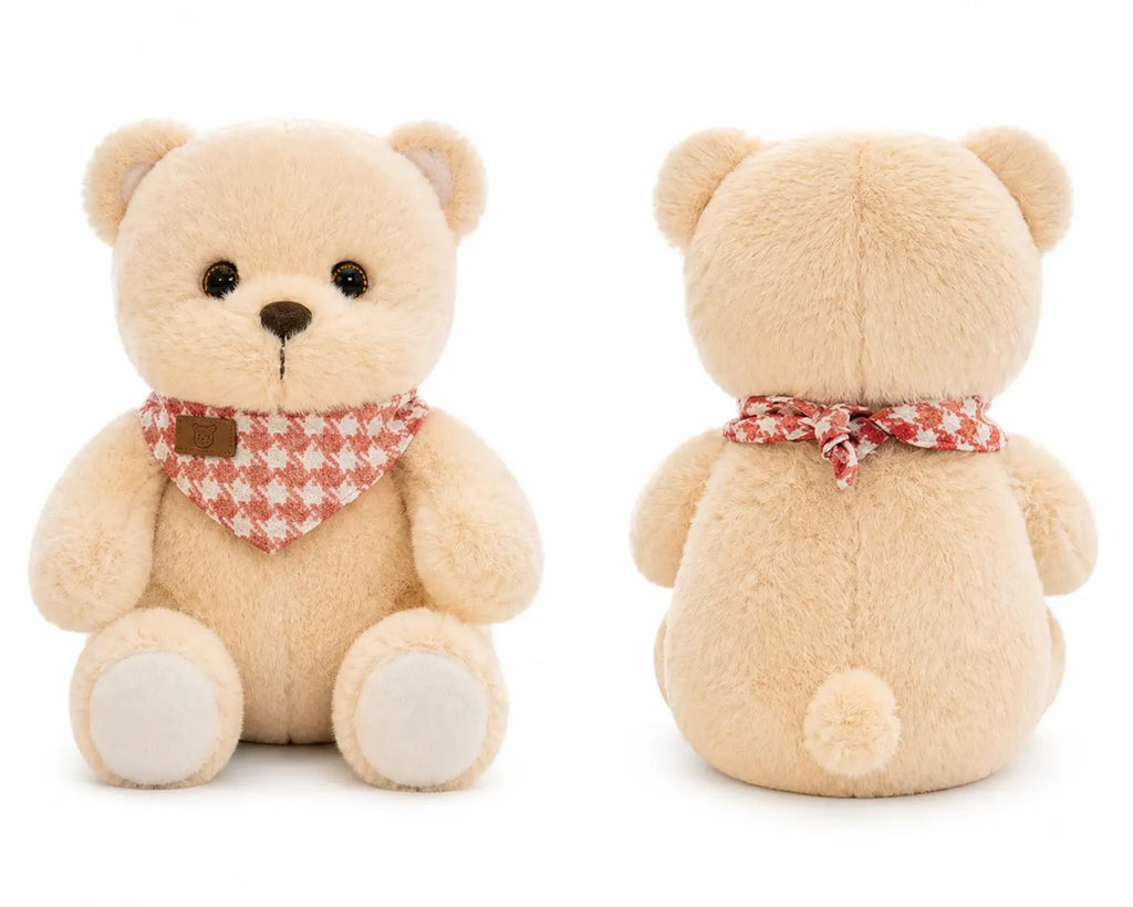 Soft Teddy Bear Plush Toy | Plaid Scarf Stuffed Animal (21cm, 25cm)
