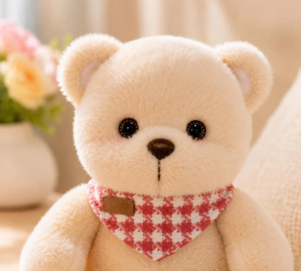 Soft Teddy Bear Plush Toy | Plaid Scarf Stuffed Animal (21cm, 25cm)