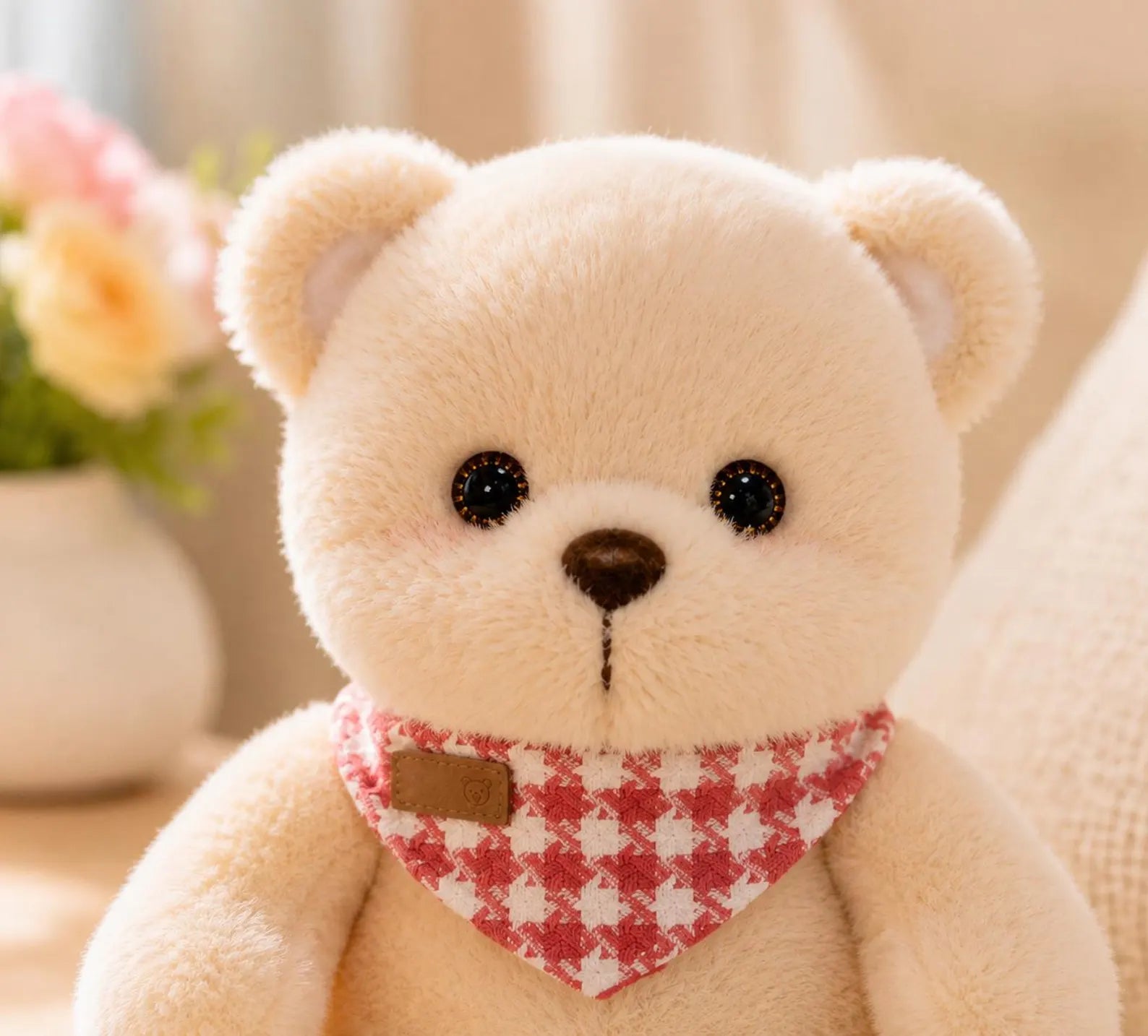 Soft Teddy Bear Plush Toy | Plaid Scarf Stuffed Animal (21cm, 25cm)