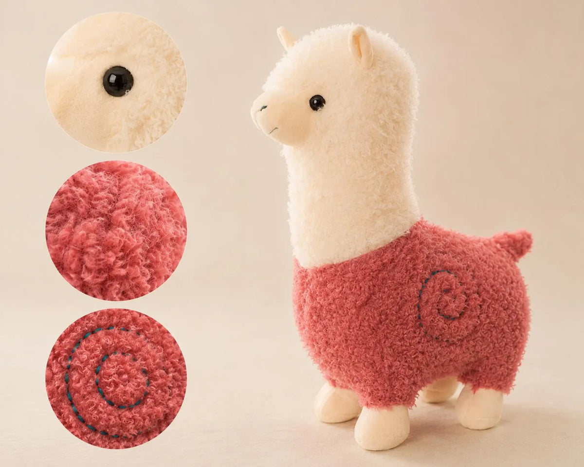 Alpaca Plush Toy | Rose Velvet Stuffed Animal | Soft Cuddly Pillow