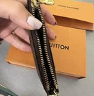 LOUIS VUITTON Damier Ebene Pochette Cles Coin Purse Key Case Brown N62656