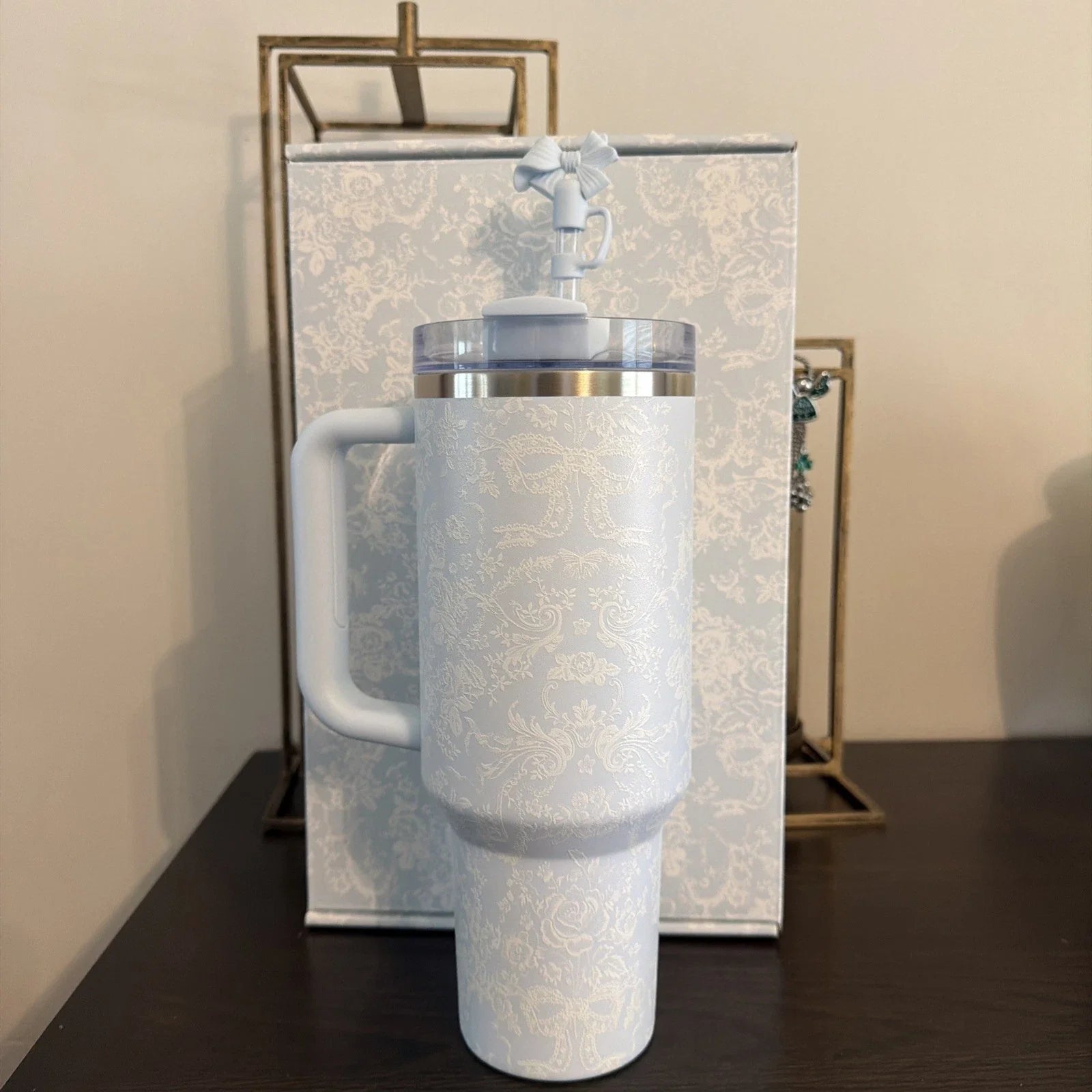 Stanley x LoveShackFancy 40oz Toscana Toile Alpine Blue Holiday Quencher Limited