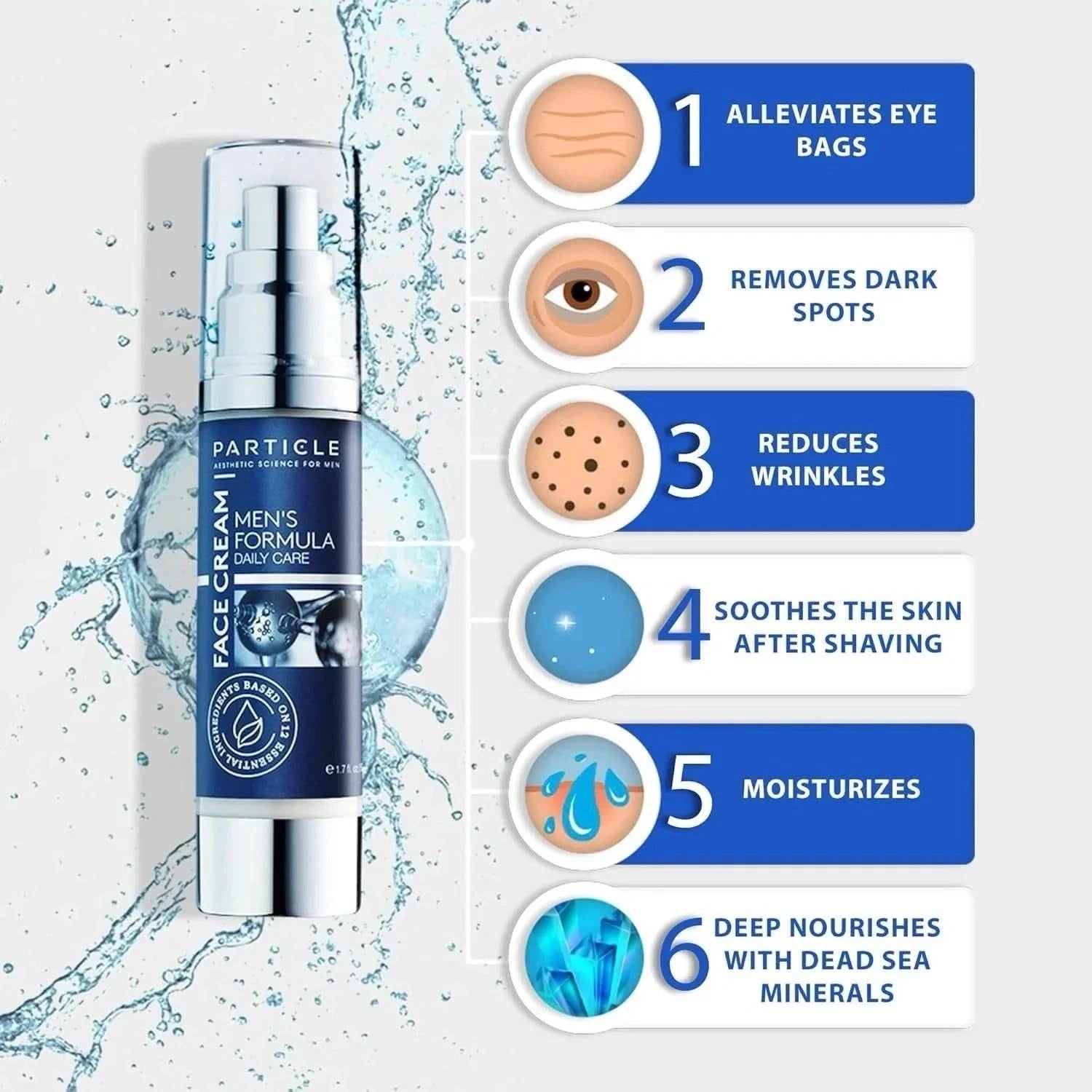 Particle Face Cream Men 6 in 1 Anti-Aging Cream Fights Eye Bags Dark Spots