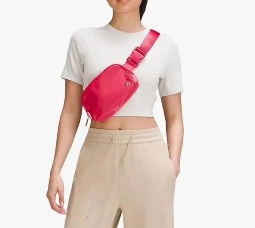 Lululemon Athletica Everywhere Belt Bag "Lip Gloss" Red Strap Zipper