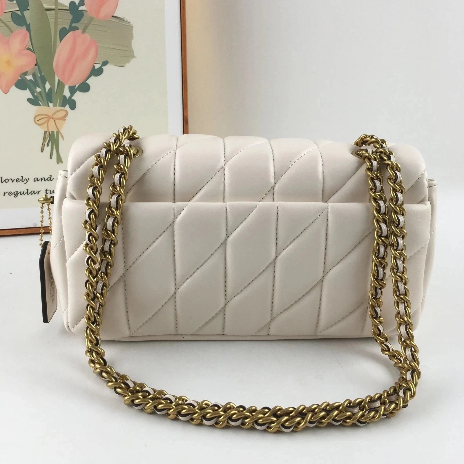 NWT Coach Tabby 26 Quilted Shoulder Bag Leather White/Gold CP150 outlet New