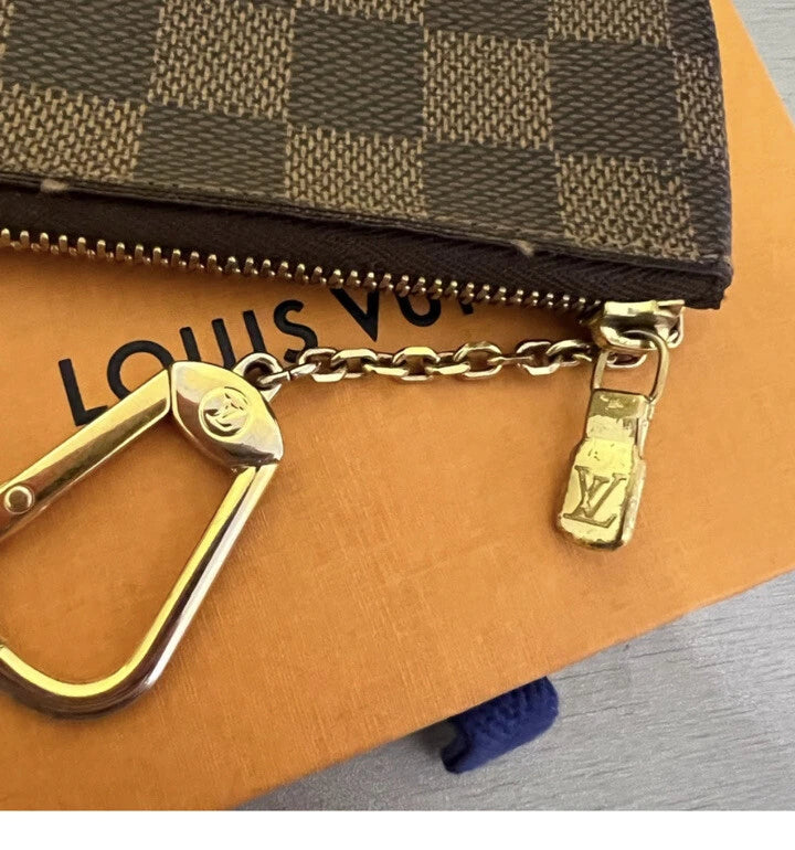 LOUIS VUITTON Damier Ebene Pochette Cles Coin Purse Key Case Brown N62656