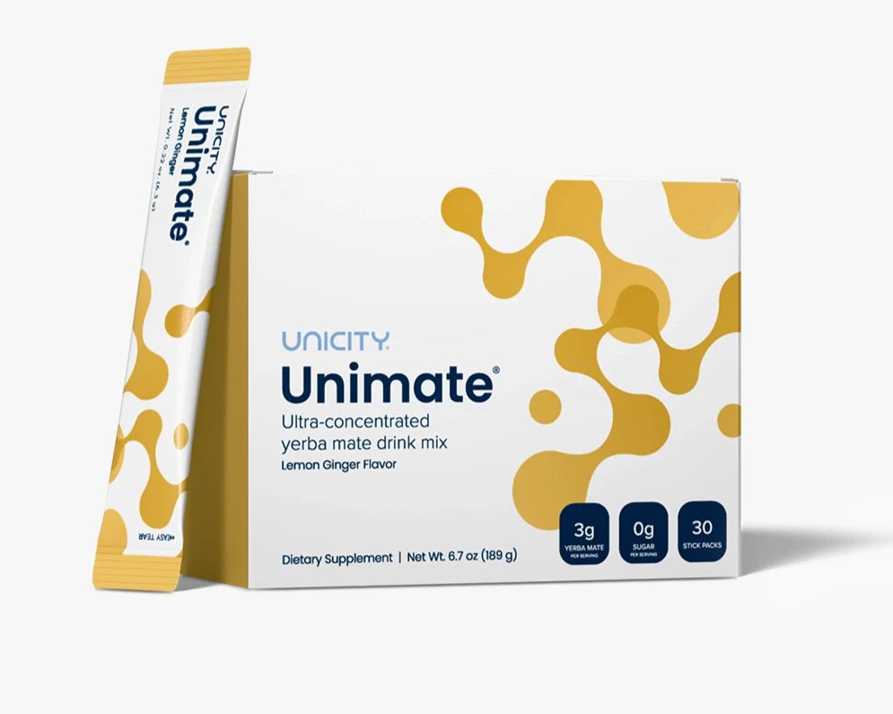 Unicity Unimate Lemon Ginger 30 Stick Packs NEW/SEALED Free Shipping