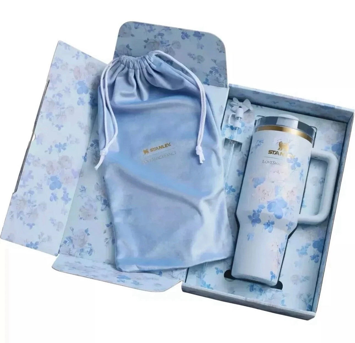 Stanley x LoveShackFancy 40 oz Everblooming Rosettes Blue Flowstate H2.0 Tumbler