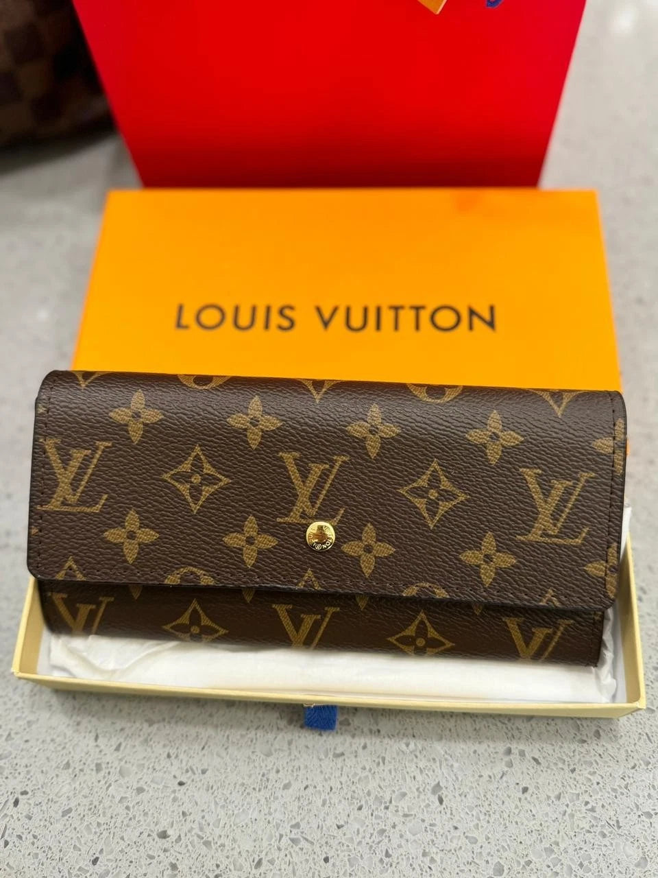 EGA Louis Vuitton Monogram Portefeiulle Sarah Long Bifold Wallet Brown/8CE0676
