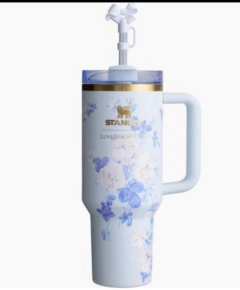 Stanley x LoveShackFancy 40 oz Everblooming Rosettes Blue Flowstate H2.0 Tumbler