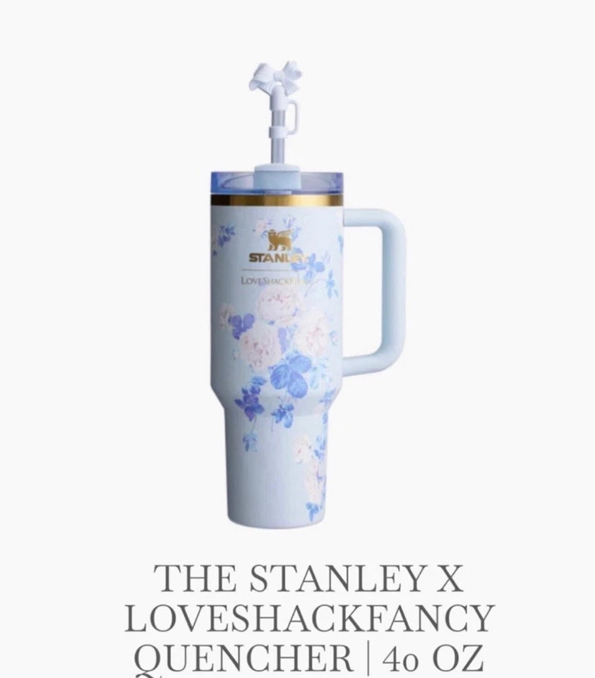 Stanley x LoveShackFancy 40 oz Everblooming Rosettes Blue Flowstate H2.0 Tumbler