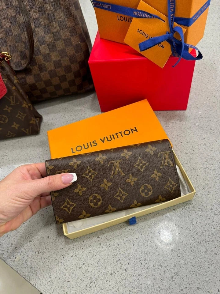 EGA Louis Vuitton Monogram Portefeiulle Sarah Long Bifold Wallet Brown/8CE0676