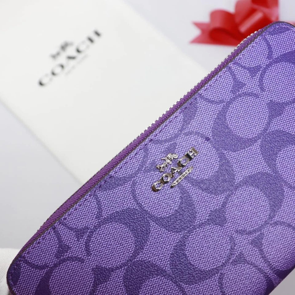 COACH Long Round Zip Wallet with Strap Purple Signature C4452 outlet JP New