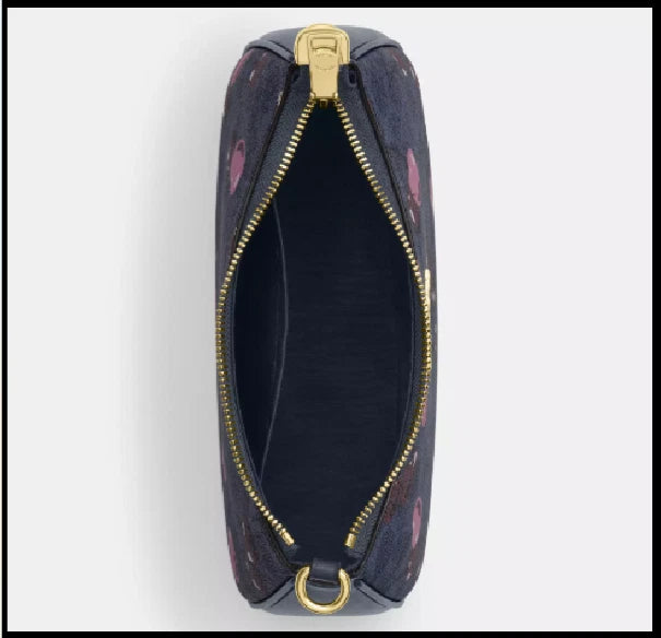 COACH CY694 Teri Shoulder Bag Signature Canvas Cherry Print Denim Blue Outlet