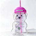 Starbucks Bearista Pink Bear Glass Tumbler Cold Cup with Straw 20oz 591ml