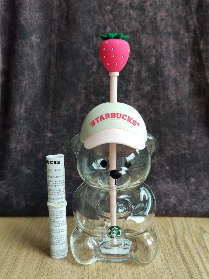Limited Edition Bearista Starbucks Pink Strawberry Glass Cup 2026 20OZ 🍓⭐️
