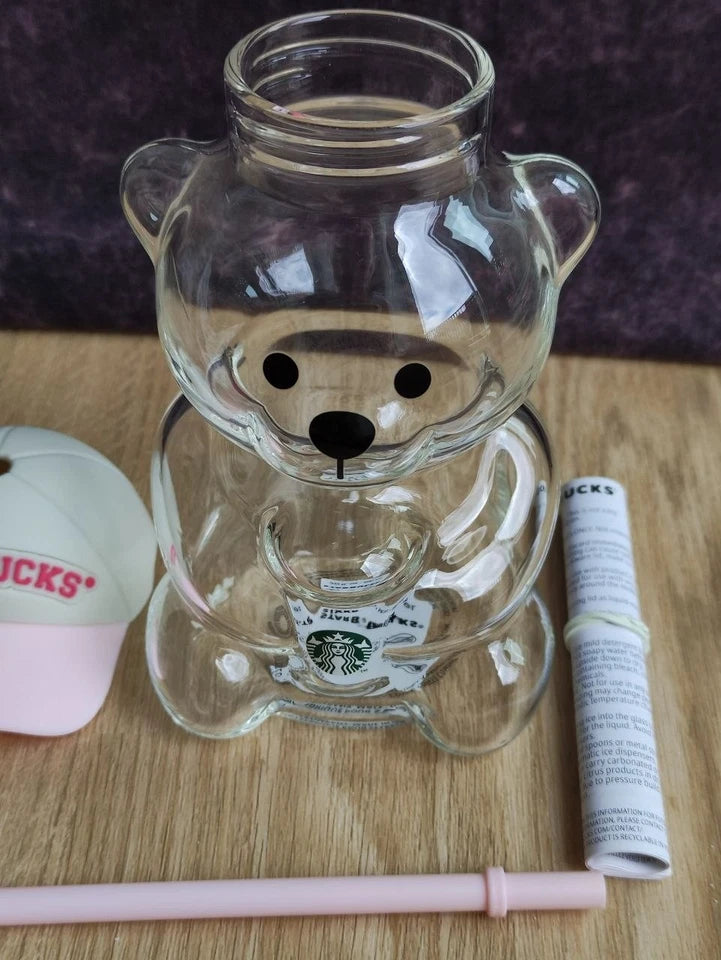 Limited Edition Bearista Starbucks Pink Strawberry Glass Cup 2026 20OZ 🍓⭐️